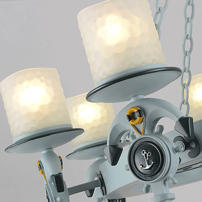 Aplique de pared de ancla de barco de hierro resina nórdica mediterránea de 1/2 luces 