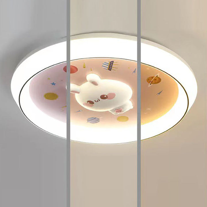 Plafonnier LED rond en acrylique, fer et résine pour enfants moderne et minimaliste pour chambre à coucher 