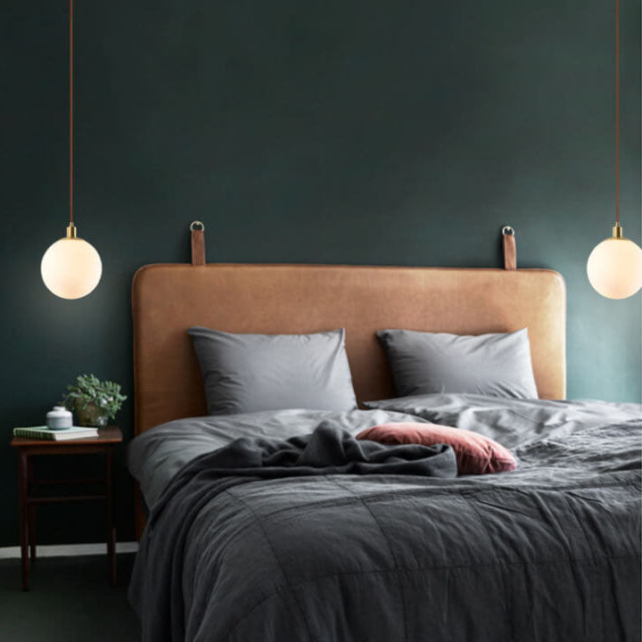 Lámpara colgante de 1 luz, orbe blanca minimalista nórdica 