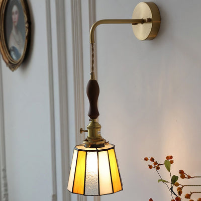 Lámpara de Aplique de Pared de 1 Luz de Vidrio de Cobre Cilíndrico de Vidrio Esmerilado Retro Contemporáneo para Dormitorio 