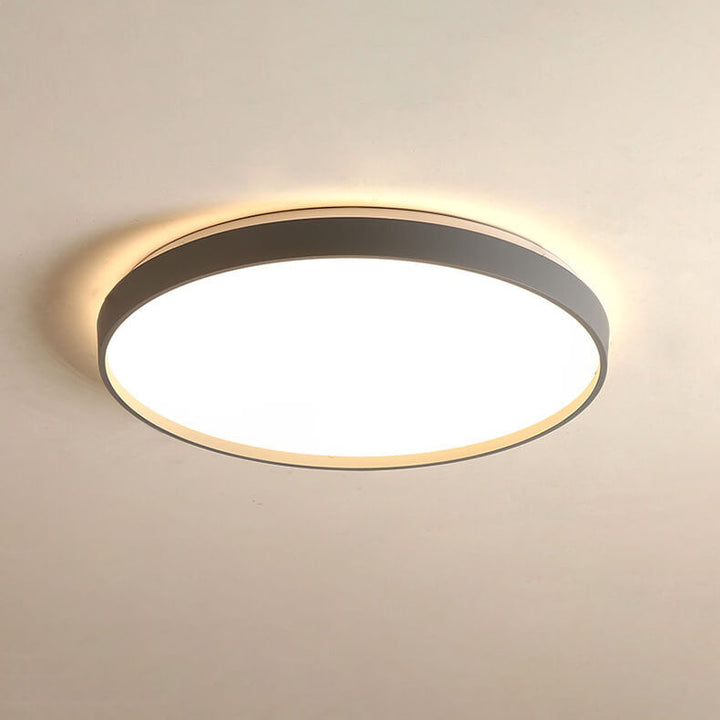 Modern Minimalist Round Solid Color Acrylic Iron LED Flush Mount Ceiling Light For Living Room &amp; Bedroom