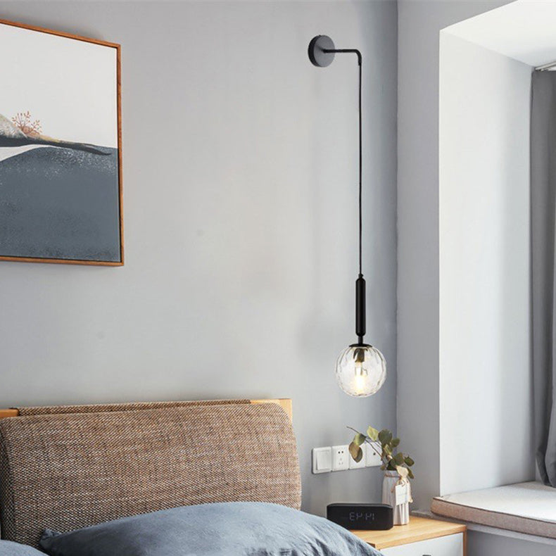 Lampe murale contemporaine Nordic Orb Hardware Glass 1-Light pour salon 