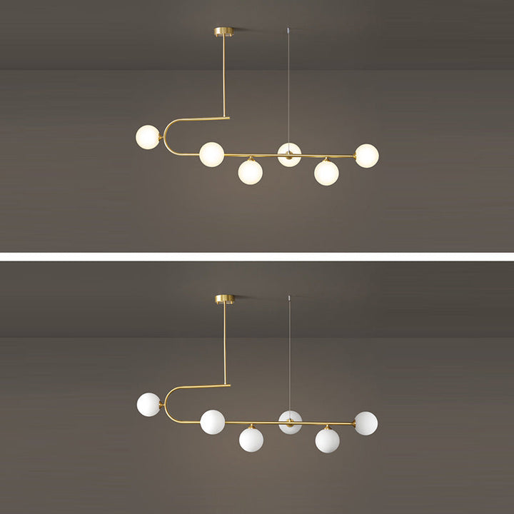 Contemporary Luxury Round Copper Frame Glass Shade 4/6 Light Island Light Chandelier For Dining Room
