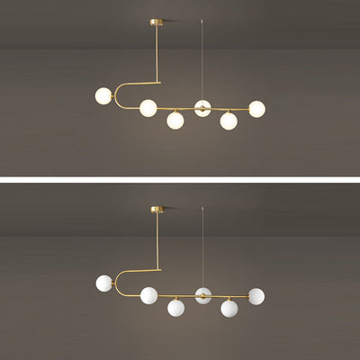 Zeitgenössischer Luxus-Kronleuchter mit rundem Kupferrahmen und Glasschirm, 4/6 Lichter, Inselleuchte für Esszimmer 