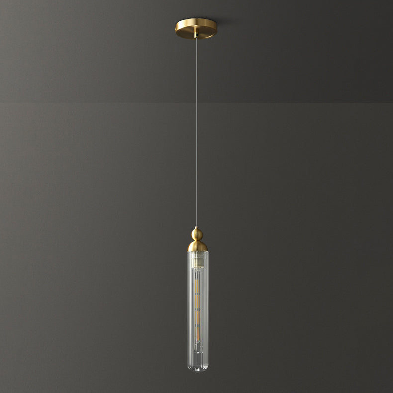 Suspension en laiton et verre à bande 1 lumière pour salon de simplicité contemporaine 