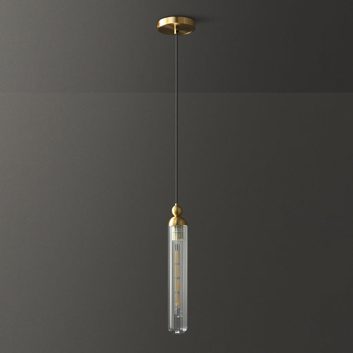 Suspension en laiton et verre à bande 1 lumière pour salon de simplicité contemporaine 