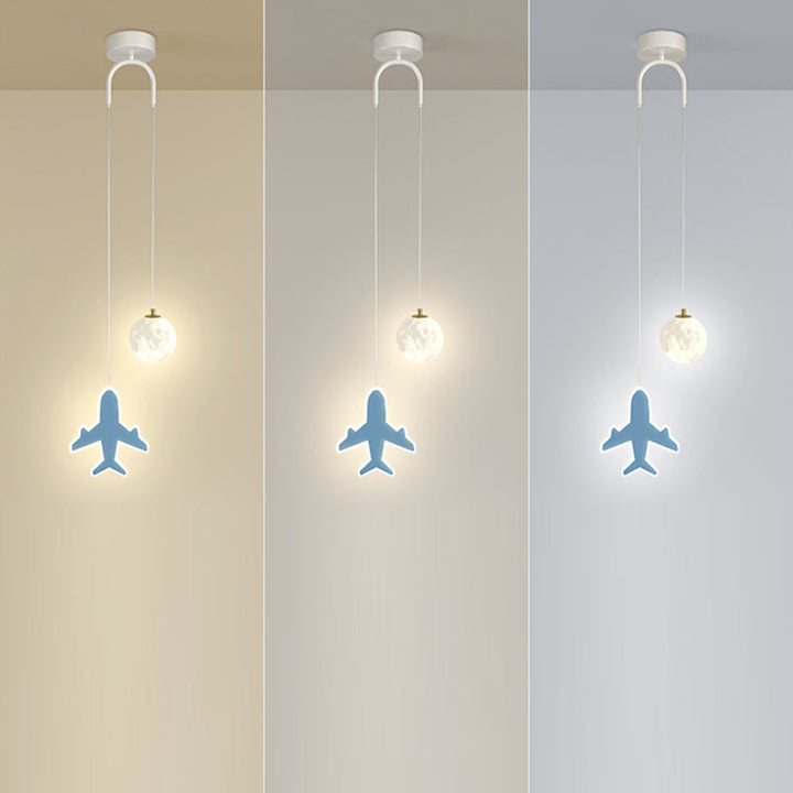 Zeitgenössische kreative Cartoon Acryl Flugzeug Mond Schatten LED Kinder Kronleuchter für Schlafzimmer 