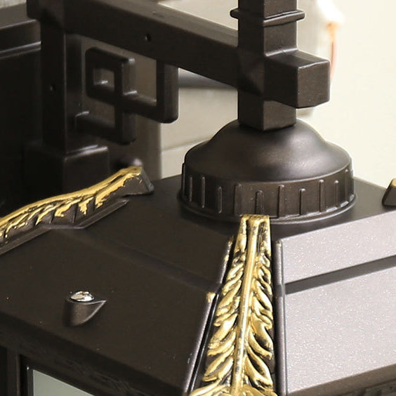 Traditional Chinese Aluminum Rectangular Tower 1-Light Outdoor Wall Sconce Lamp For Garden