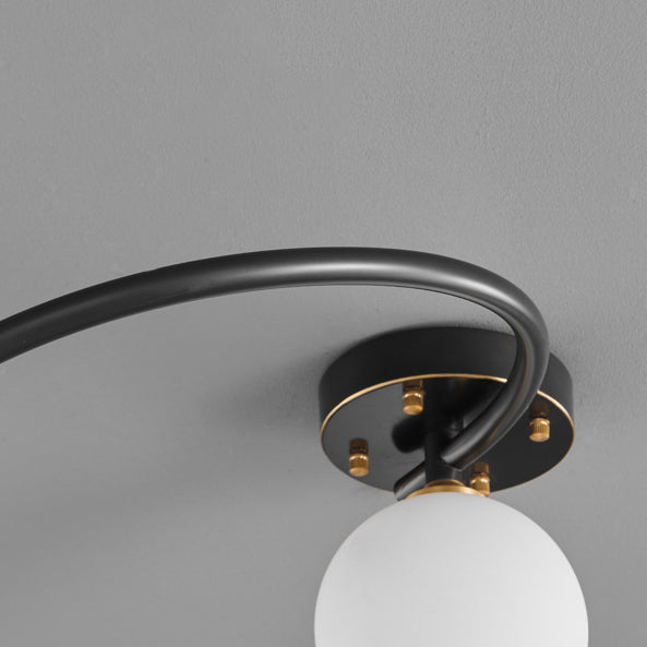Lámpara de techo semiempotrada de 4/5/7 luces estilo moderno de mediados de siglo con vidrio de cobre en forma de frijol mágico para dormitorio 