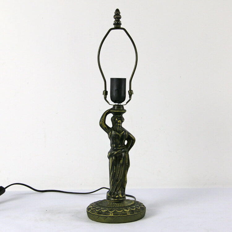 Retro Tiffany Trauben Glas Metall Harz Kuppel 1-Licht Tischlampe 
