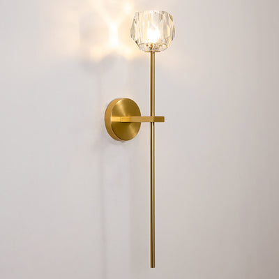 Moderne Mid-Century Kristall Ball Eisen gerade Pole 1-Licht Wandleuchte Lampe für Wohnzimmer 