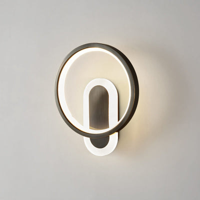 Aplique de pared LED con anillo circular geométrico de acrílico y cobre nórdico moderno 