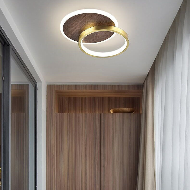 Modern Minimalist Aluminum Circular Square LED Semi-Flush Mount Ceiling Light