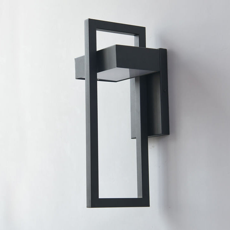 Lámpara de Aplique de Pared Impermeable LED de Acero Inoxidable con Marco Geométrico Minimalista Moderno para Patio Exterior 