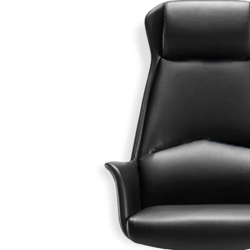 Moderner minimalistischer rechteckiger Hochlehner aus Leder mit Kohlenstoffstahl für das Home Office 