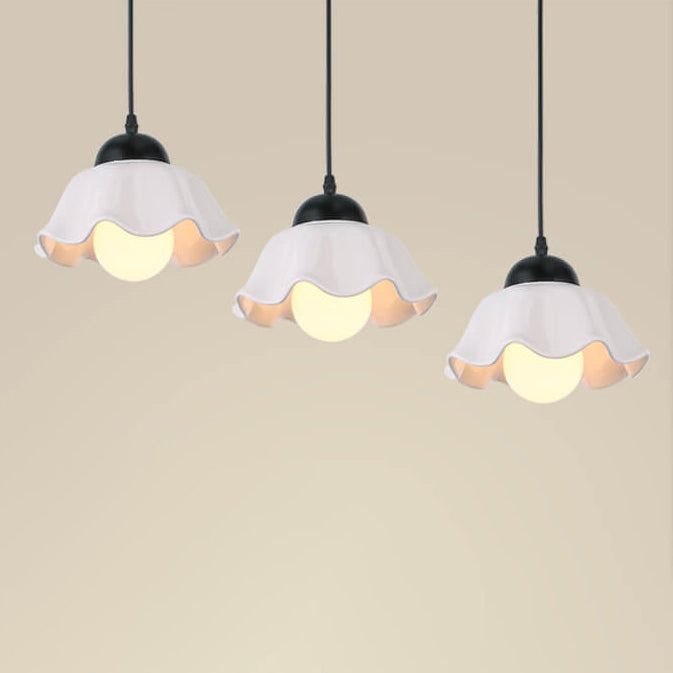 Moderner minimalistischer floraler Eisen-Keramik 1/3-Licht-Insel-Licht-Kronleuchter 