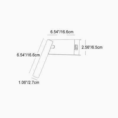 Lámpara Aplique de Pared LED de Cilindro de Ángulo Ajustable Rectangular Minimalista Moderna de Aluminio para Dormitorio 