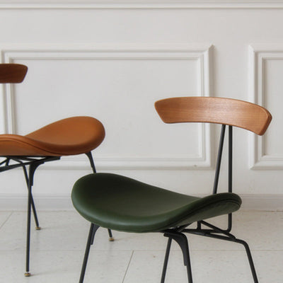 Chaise de salle à manger contemporaine en fourmi industrielle, bois, armature en cuir, tissu, éponge avec dossier pour salle à manger 