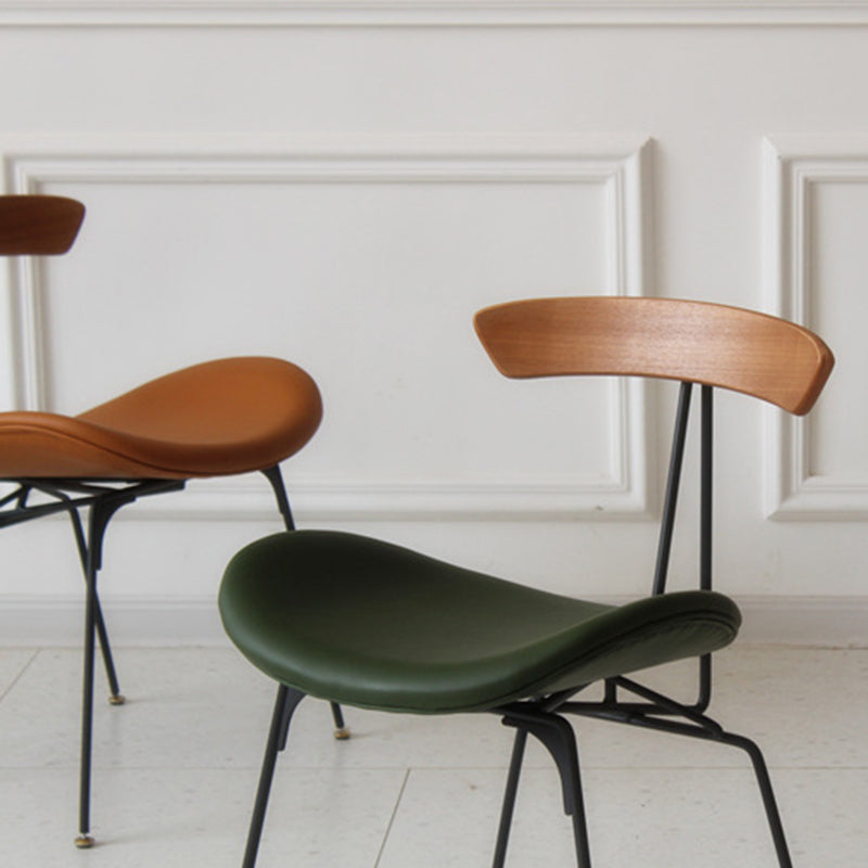 Chaise de salle à manger contemporaine en fourmi industrielle, bois, armature en cuir, tissu, éponge avec dossier pour salle à manger 