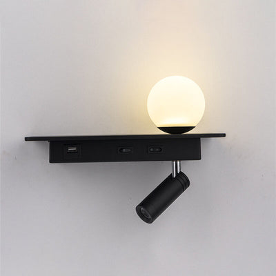 Moderne Schwarz-Weiß-Einzelfarbe mit USB-Anschluss Eisen-LED-Strahler Wandleuchte 