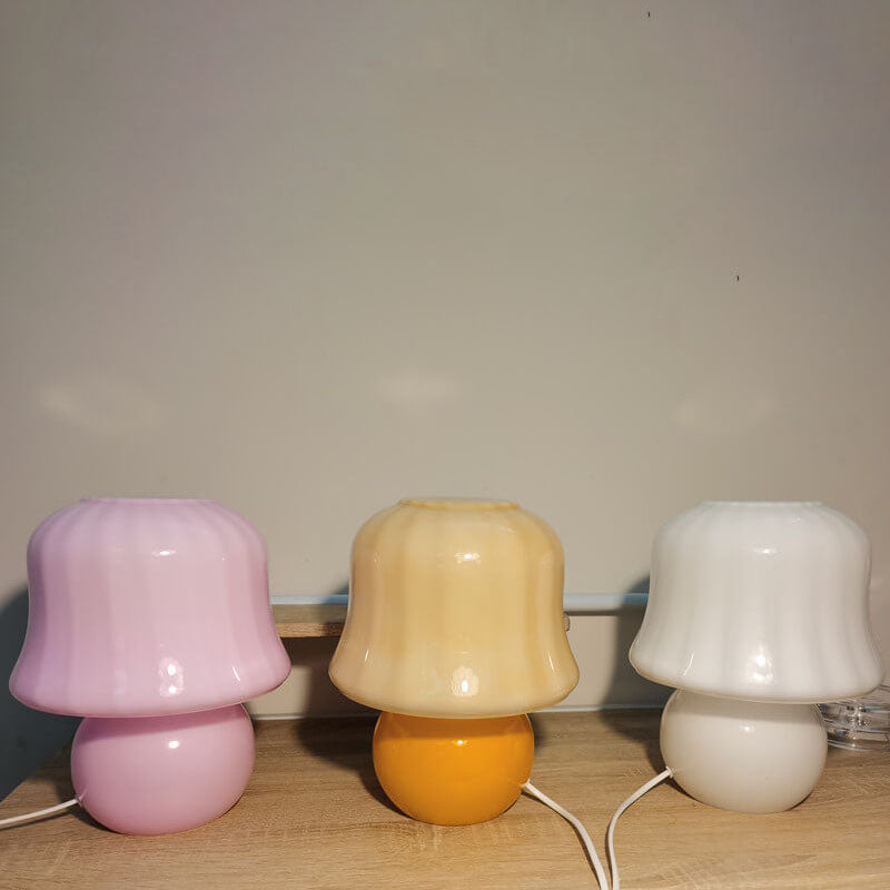 Modern Creative Solid Color Mushroom Design Glass 1-Light Table Lamp