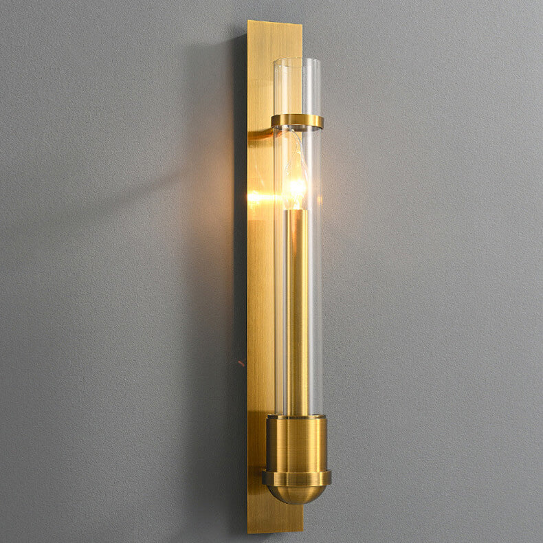 Applique Murale à LED avec Cadre en Verre Cylindrique Finition Dorée de Luxe Moderne pour Salon 