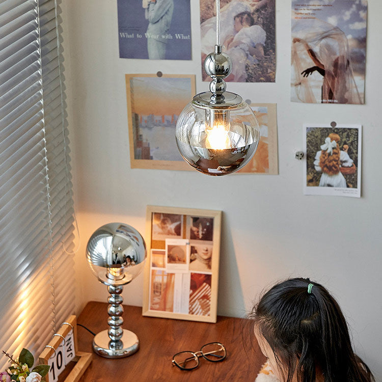 Lustre suspendu moderne minimaliste en verre à plusieurs orbes avec 1 ampoule pour salon 