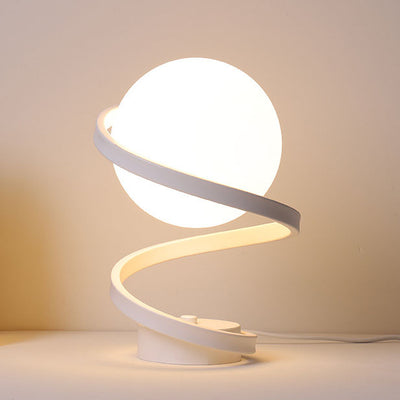 Modern Minimalist Curved Shape Ball Iron Acrylic LED Table Lamp