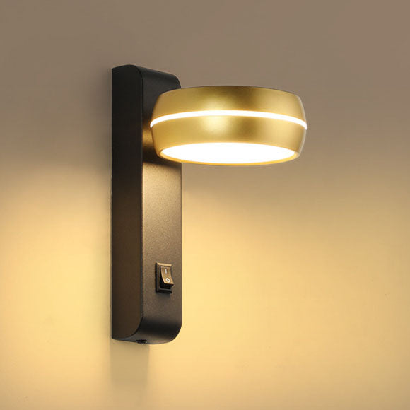 Lámpara Aplique de Pared LED PS de Aluminio y Hierro Rectangular Redonda Minimalista Moderna para Dormitorio 