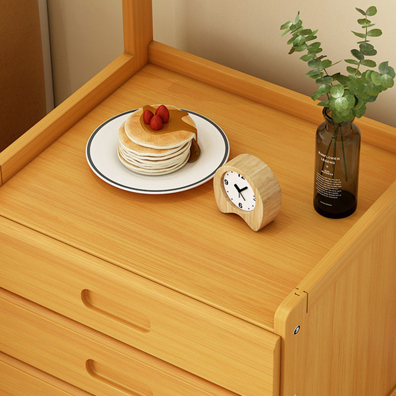 Portemanteau rectangulaire minimaliste moderne en bambou avec panneau de densité, table de nuit avec 1/3 tiroir pour chambre 