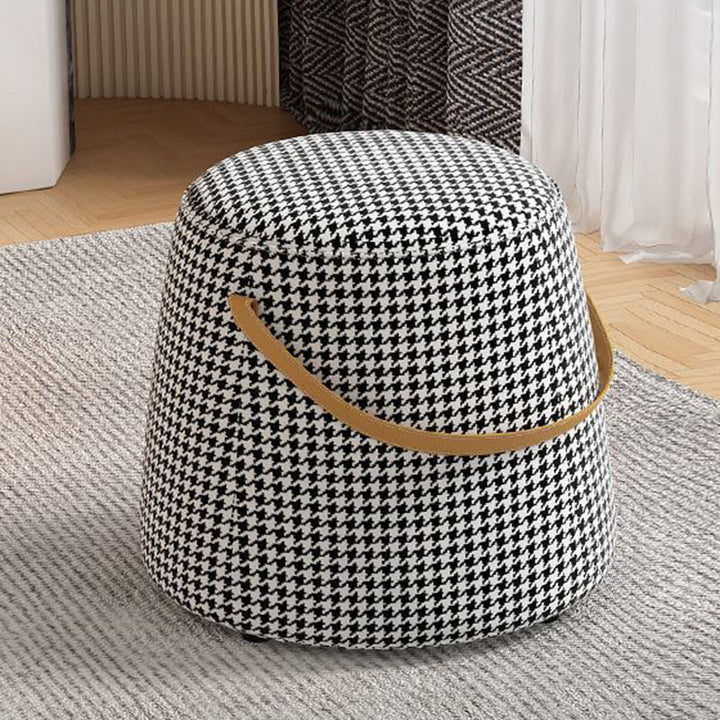Modern Minimalist Round Column Cotton Linen Microfiber Leather Wood Chair Backless Armless For Living Room