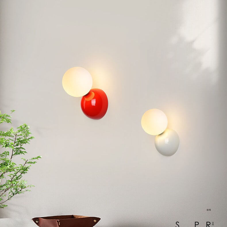 Nordic Minimalist Glass Orb Round Base 1-Light Wall Sconce Lamp