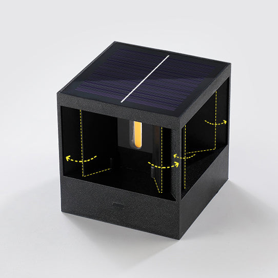 Applique murale extérieure étanche à LED solaire carrée en ABS à la simplicité contemporaine pour jardin 