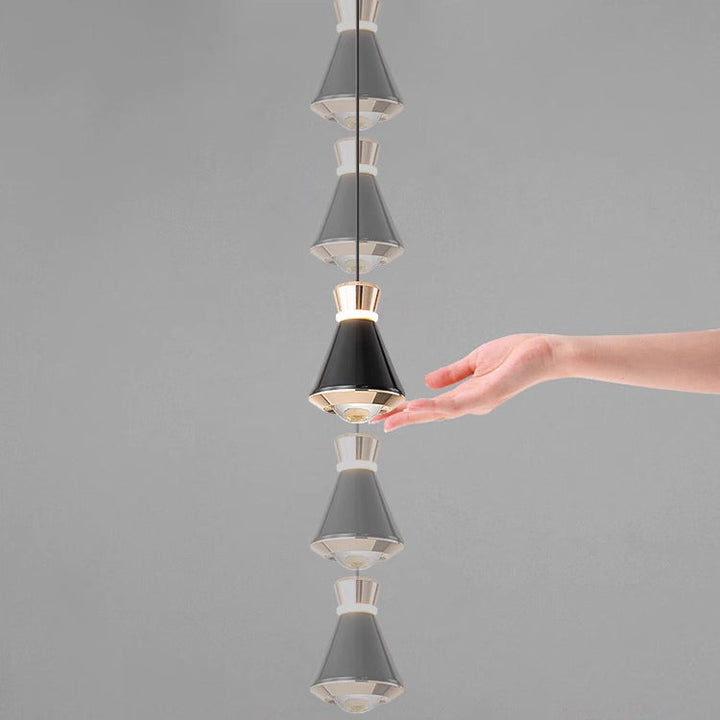 Contemporary Nordic Tapered Aluminum Acrylic LED Pendant Light For Living Room