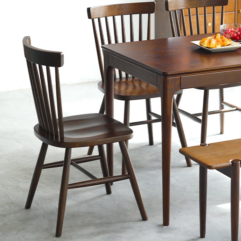 Traditional Japanese Rectangular Back Rubberwood Dining Chair Backrest For Dining Room