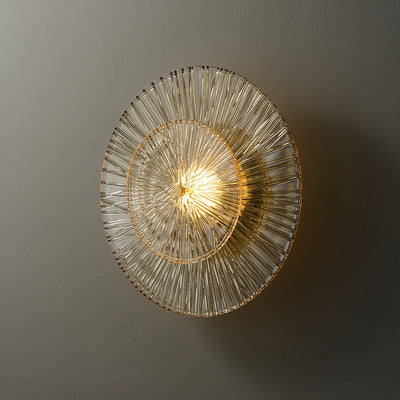 Modern Minimalist Round Glass Copper LED Wall Sconce Lamp For Living Room