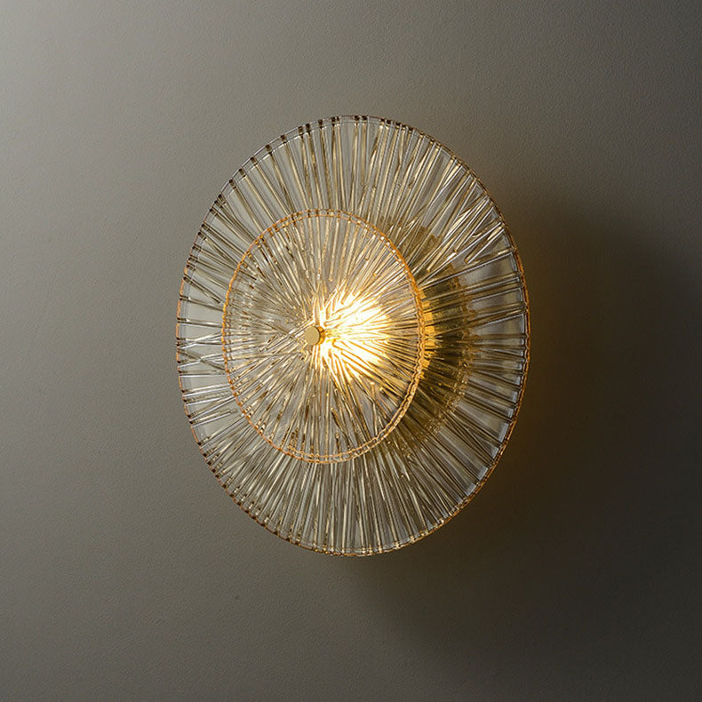 Modern Minimalist Round Glass Copper LED Wall Sconce Lamp For Living Room