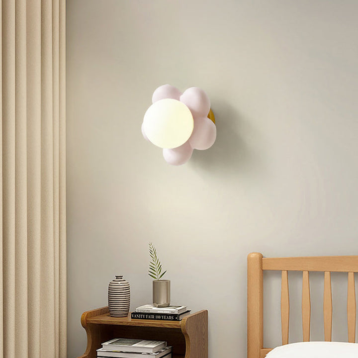 Applique murale contemporaine créative en fer, bois et céramique à 1 lumière pour chambre à coucher 