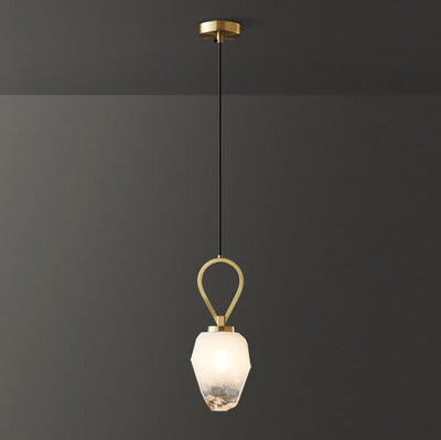 Moderne Luxus Messing Geometrische Glas Schirm 1-Licht Pendelleuchte für Wohnzimmer 