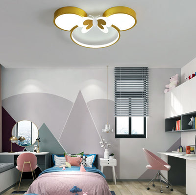 Modern Creative Minimalist Wrought Iron Cartoon Mouse LED Flush Mount Ceiling Light