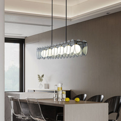 Contemporary Luxury Full Copper Glass Ball 6-Light Island Light Chandelier For Living Room