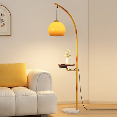 Traditionelle Vintage-Stehlampe mit Mondlicht und Glaskugelschirm und Marmorsockel, 1 Licht, fürs Arbeitszimmer 