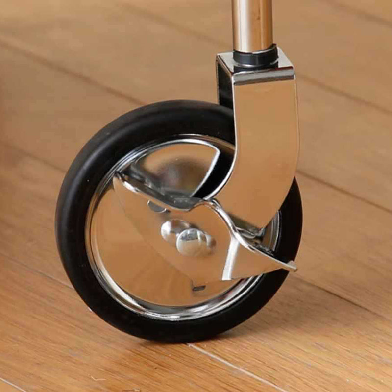 Zeitgenössischer Retro Rechteckiger Holz-Edelstahl-Beistelltisch, 2-stufig, beweglich für das Wohnzimmer 