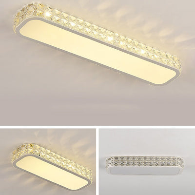 Modern Luxury Crystal Long Strip Acrylic LED Flush Mount Ceiling Light