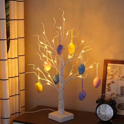 Lampe de table USB LED en plastique avec arbre décoré d'œufs de Pâques créatifs contemporains pour chambre 