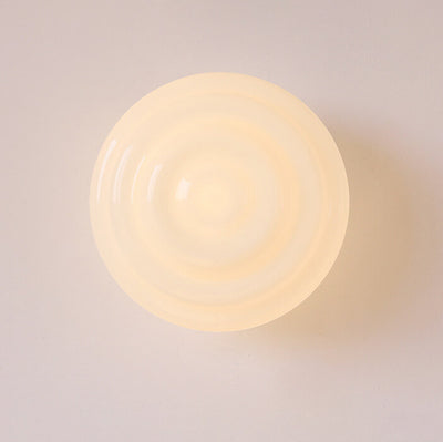 Nordic Cream Wave Round Glass Lampshade 1-Light Wall Sconce Lamp