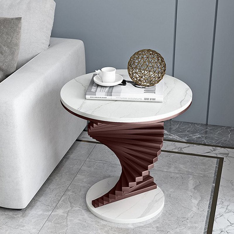 Table basse contemporaine ronde en marbre et métal pour salon 