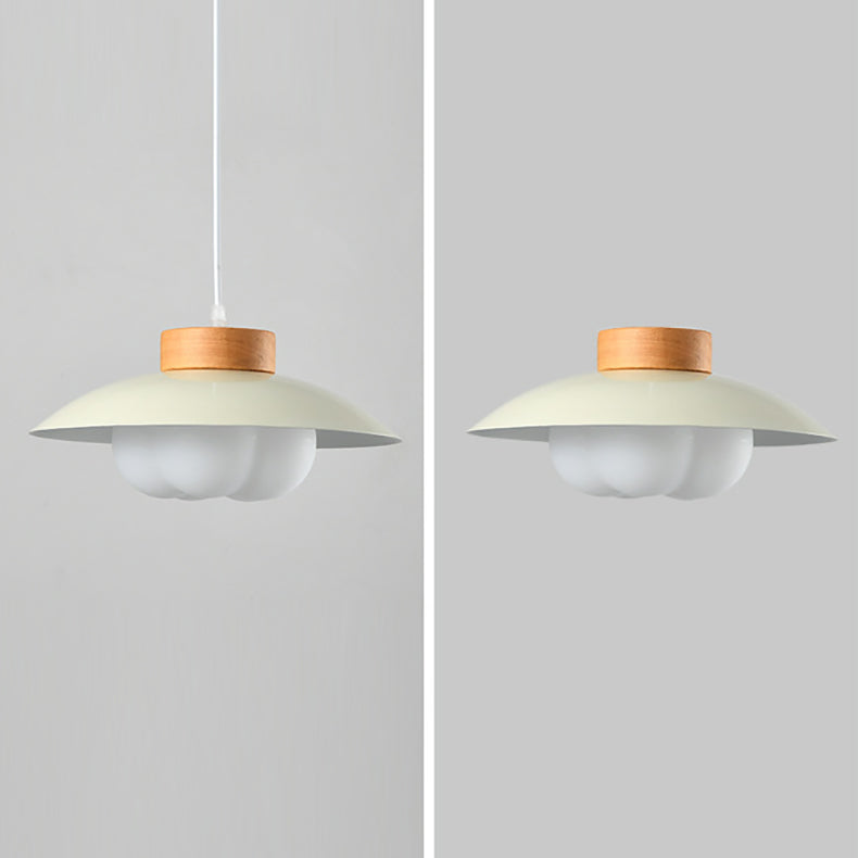 Lámpara colgante de 1 luz de estilo moderno minimalista con bola redonda de madera PE hierro para dormitorio 