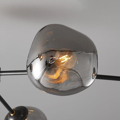 Zeitgenössischer kreativer Lava-Kugel-Kronleuchter aus kupfernem Glas mit 3/5/8 Lichtern für Wohnzimmer 