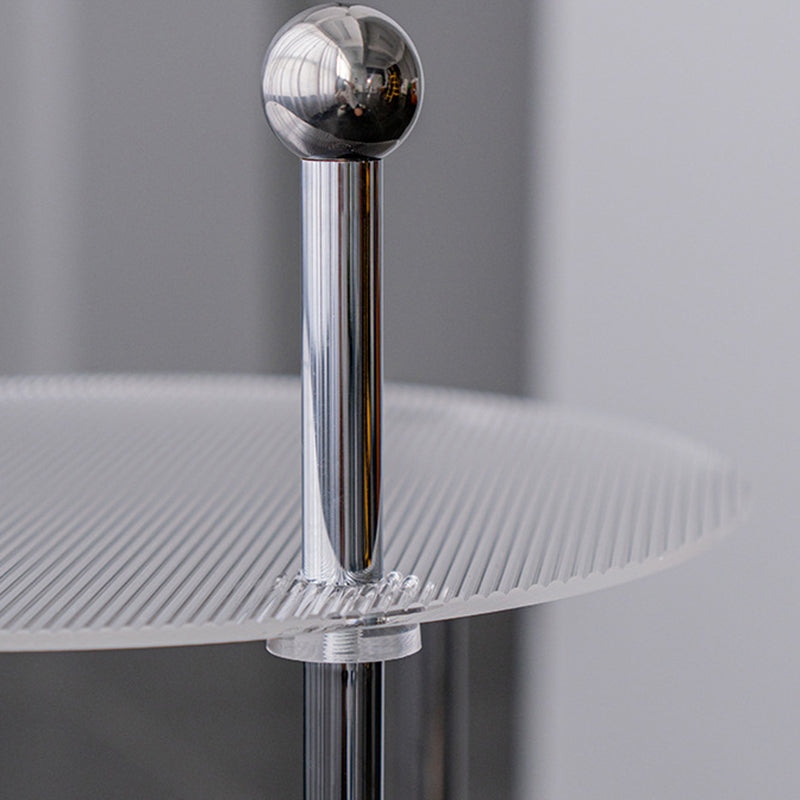 Table de bout contemporain en acrylique nuage nordique en acier inoxydable avec roue en cristal à 2 niveaux pour salon 